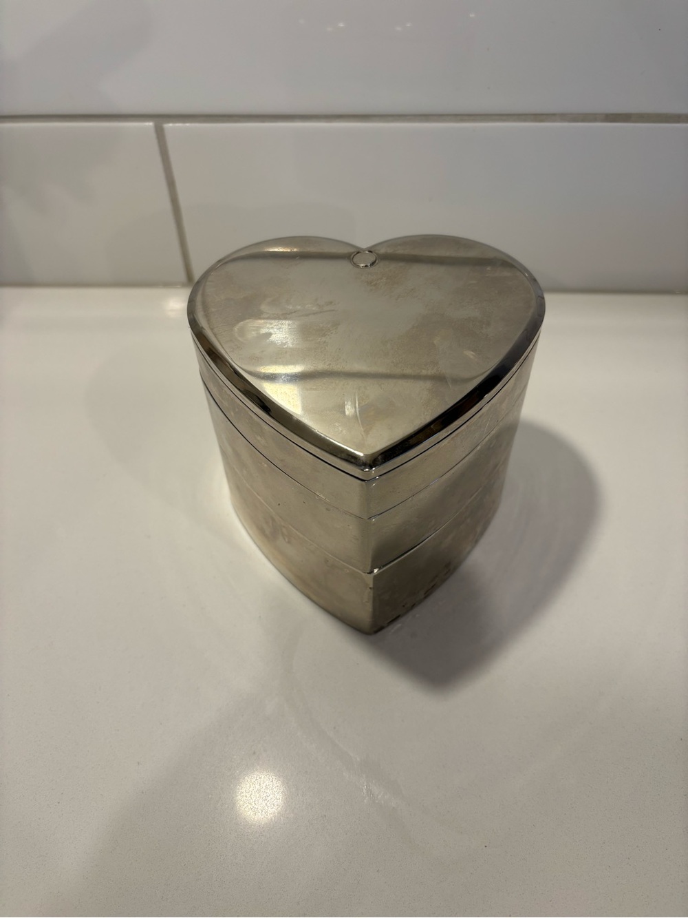 Papyrus Heart-Shaped Stackable Metal Box in Silver